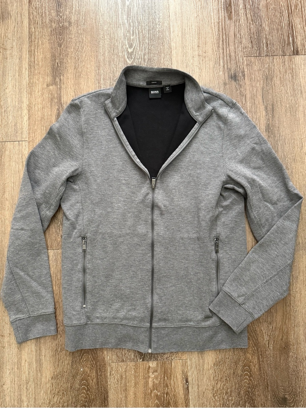 BOSS Men's Gray Full-Zip Sweatshirt Jacket